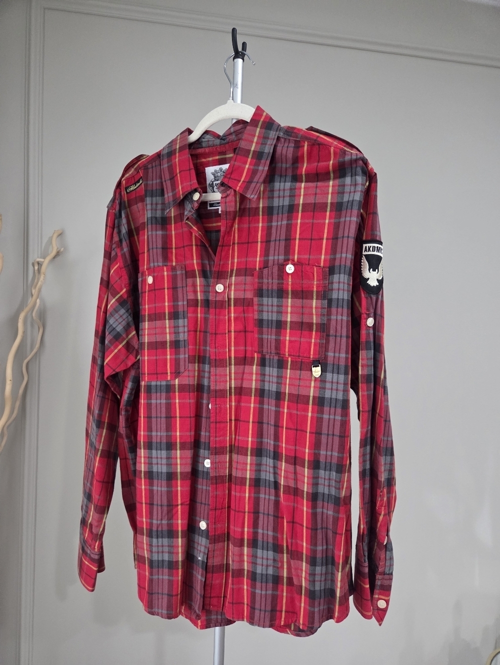 Akademiks Red Plaid Button-Up Shirt Mens Sz.3XL